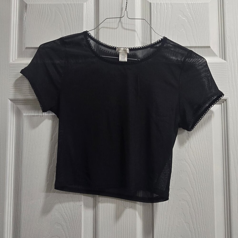 Bozzolo Blouse Cropped Womens Large Sheer Whimsygoth Dark Fairy Witchy Goth